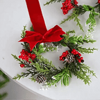 🎅Early Christmas Sale-🎄6-Pack Christmas Mini Window Wreaths with Ribbon Bows & Red Berries