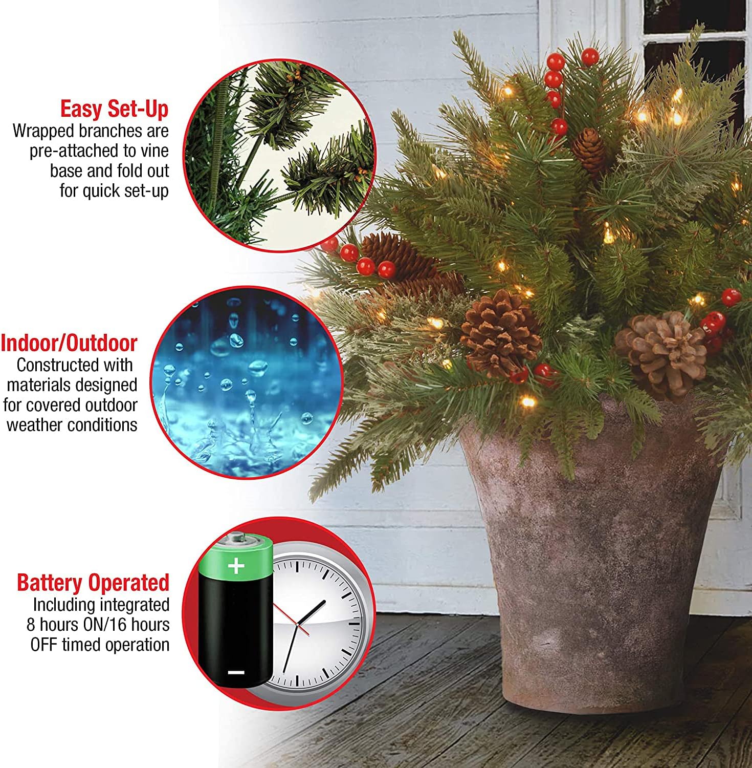 🔥🔥Final 3 Hours: 50% OFF🎄Pre-lit Artificial Christmas Tree Urn Filler💐