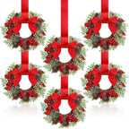 🎅Early Christmas Sale-🎄Christmas Mini Window Wreaths with Ribbon Bows & Red Berries