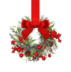 🎅Early Christmas Sale-🎄Christmas Mini Window Wreaths with Ribbon Bows & Red Berries